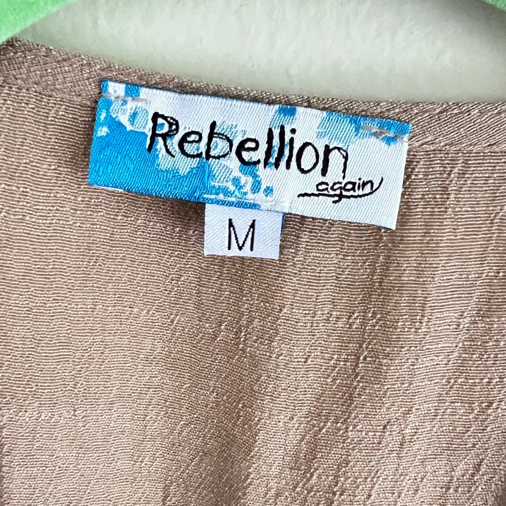Rebellion Again Duster Cardigan Womens Sz M Crochet Lace Brown Taupe Boho Hippie - Picture 3 of 12